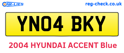 YN04BKY are the vehicle registration plates.