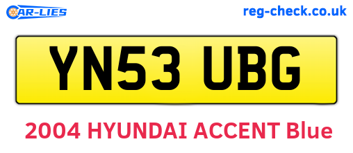 YN53UBG are the vehicle registration plates.