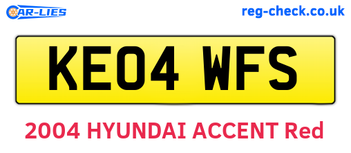 KE04WFS are the vehicle registration plates.