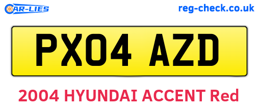 PX04AZD are the vehicle registration plates.