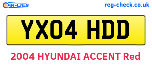 YX04HDD are the vehicle registration plates.