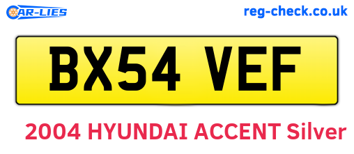 BX54VEF are the vehicle registration plates.