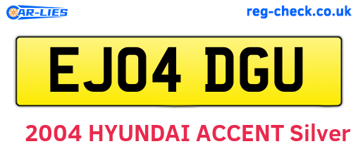 EJ04DGU are the vehicle registration plates.