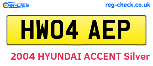HW04AEP are the vehicle registration plates.