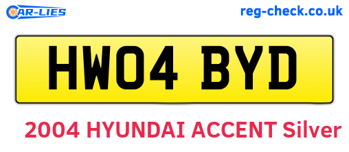 HW04BYD are the vehicle registration plates.