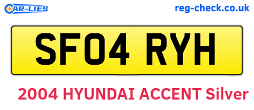 SF04RYH are the vehicle registration plates.