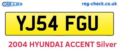 YJ54FGU are the vehicle registration plates.