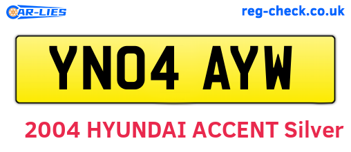 YN04AYW are the vehicle registration plates.