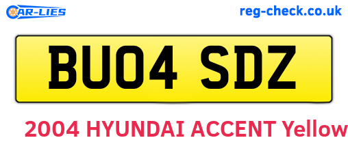 BU04SDZ are the vehicle registration plates.