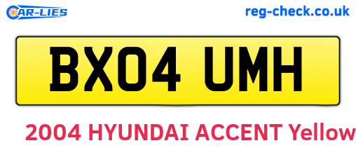 BX04UMH are the vehicle registration plates.