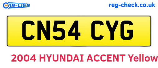 CN54CYG are the vehicle registration plates.