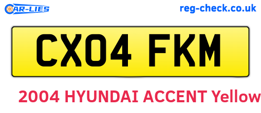 CX04FKM are the vehicle registration plates.