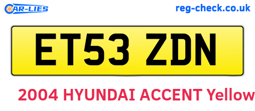 ET53ZDN are the vehicle registration plates.