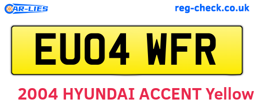 EU04WFR are the vehicle registration plates.