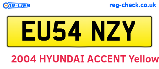 EU54NZY are the vehicle registration plates.