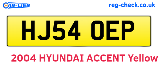 HJ54OEP are the vehicle registration plates.