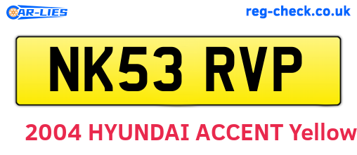 NK53RVP are the vehicle registration plates.