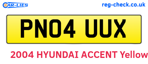 PN04UUX are the vehicle registration plates.