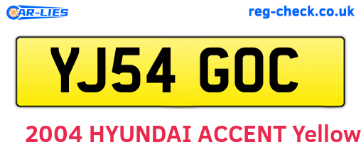YJ54GOC are the vehicle registration plates.
