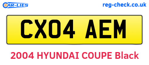 CX04AEM are the vehicle registration plates.