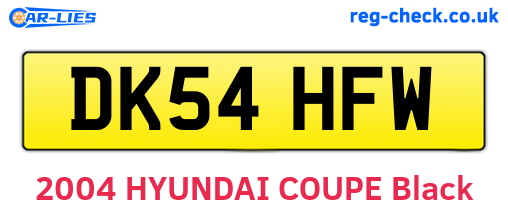 DK54HFW are the vehicle registration plates.