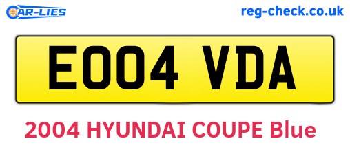 EO04VDA are the vehicle registration plates.