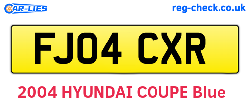 FJ04CXR are the vehicle registration plates.