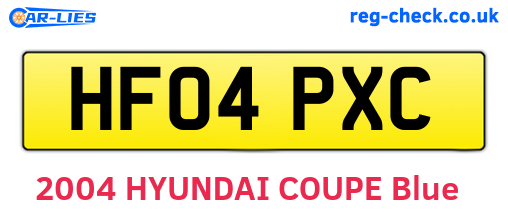 HF04PXC are the vehicle registration plates.