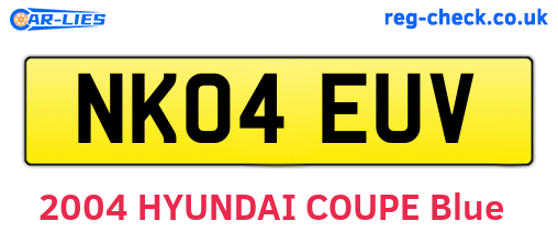 NK04EUV are the vehicle registration plates.