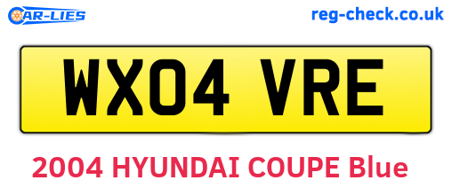 WX04VRE are the vehicle registration plates.