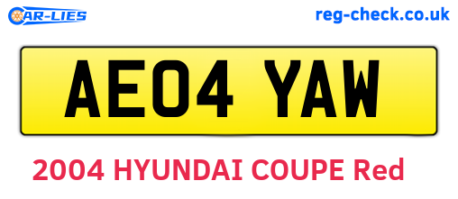 AE04YAW are the vehicle registration plates.