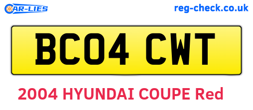 BC04CWT are the vehicle registration plates.
