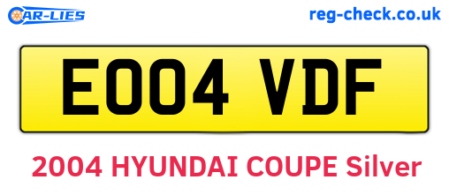 EO04VDF are the vehicle registration plates.