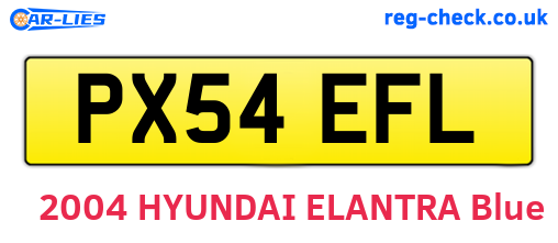 PX54EFL are the vehicle registration plates.
