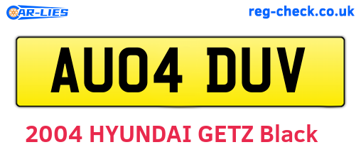 AU04DUV are the vehicle registration plates.