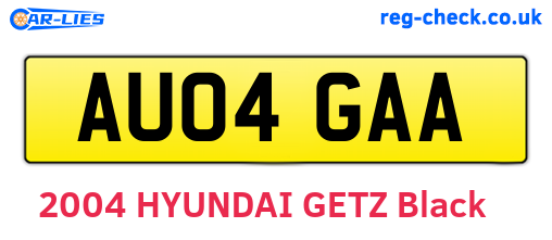 AU04GAA are the vehicle registration plates.