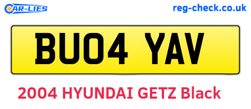 BU04YAV are the vehicle registration plates.