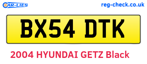 BX54DTK are the vehicle registration plates.