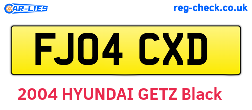FJ04CXD are the vehicle registration plates.