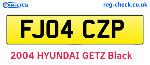 FJ04CZP are the vehicle registration plates.