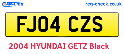 FJ04CZS are the vehicle registration plates.