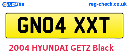 GN04XXT are the vehicle registration plates.