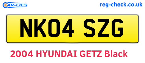 NK04SZG are the vehicle registration plates.