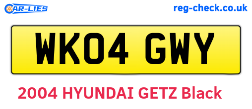 WK04GWY are the vehicle registration plates.
