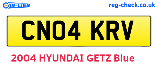 CN04KRV are the vehicle registration plates.