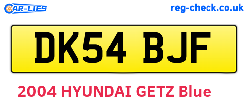 DK54BJF are the vehicle registration plates.