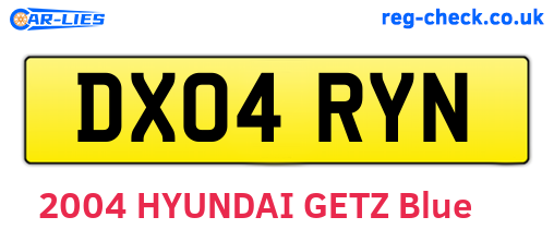 DX04RYN are the vehicle registration plates.