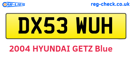 DX53WUH are the vehicle registration plates.