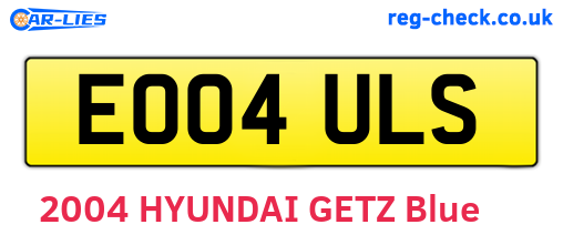 EO04ULS are the vehicle registration plates.