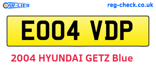 EO04VDP are the vehicle registration plates.